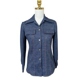 Vintage 70s Union Made NPC Fashions Faux Denim Shacket Sz S Made in USA